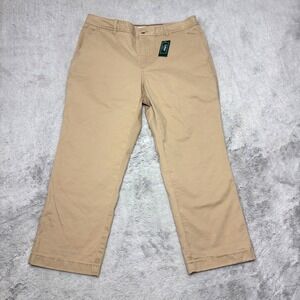 LL Bean Ultimate Chino Crop Straight Leg Pants Khaki Tan 10 Petite Gorp Hike NWT